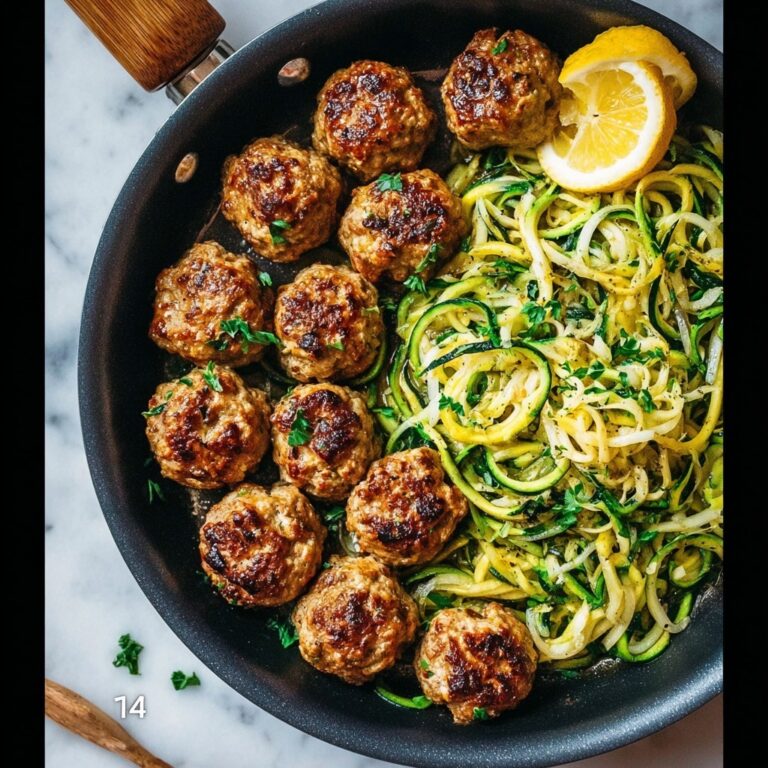 Garlic Butter Chicken Meatballs and Zoodles Recipe
