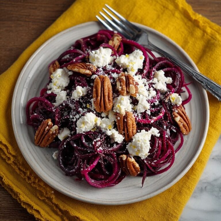 Roasted Beet Noodles with Goat Cheese and Pecans Recipe