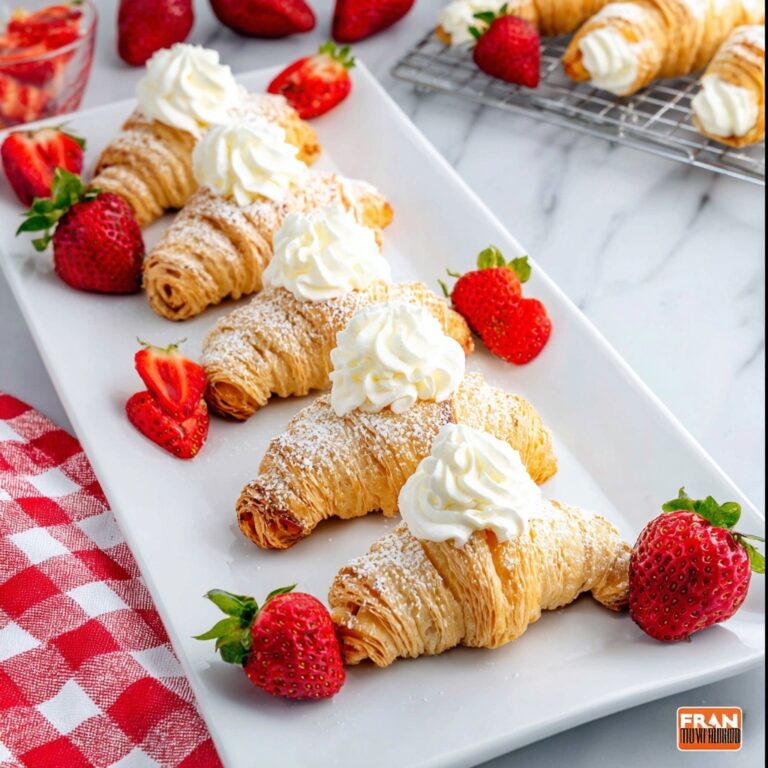 Puff Pastry Cream Horns with Whipped Cream and Strawberries Recipe