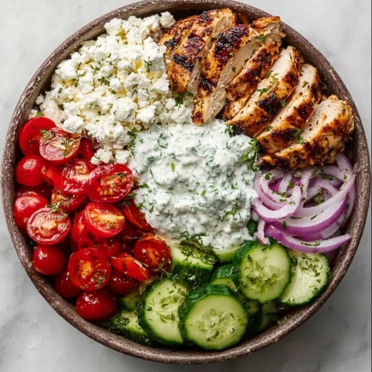 Greek Chicken Gyro Bowl with Creamy Tzatziki Feta Recipe