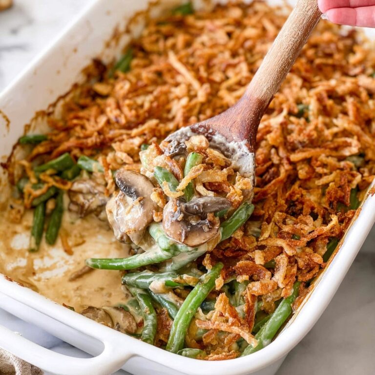 Green Bean Casserole with Mushroom and Crispy Onion Topping Recipe