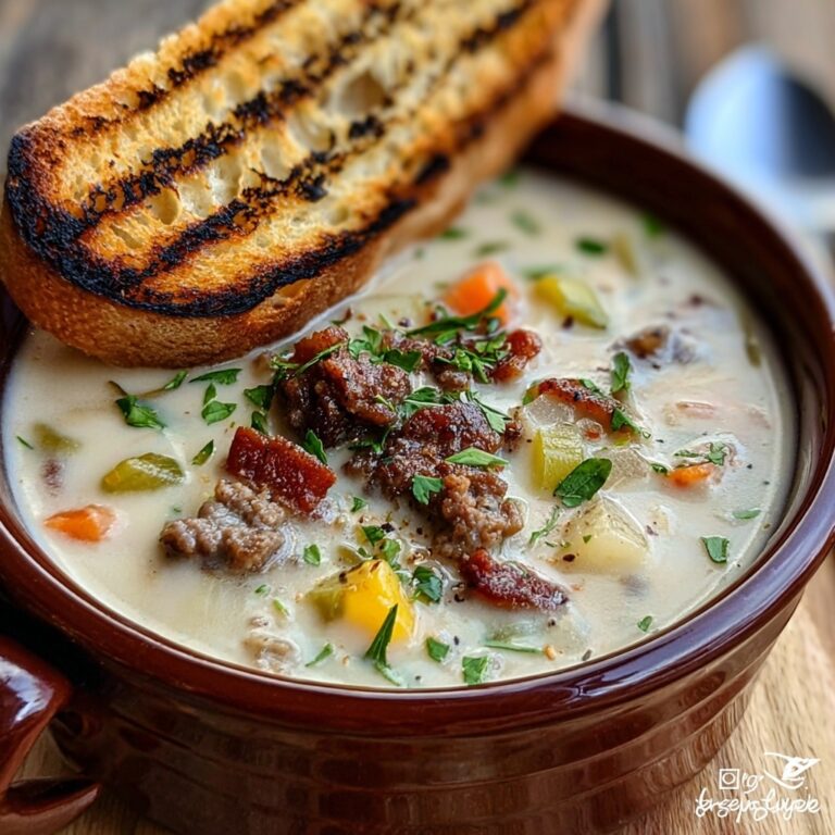 Delicious Philly Cheesesteak Soup with Bacon and Cheesy Toast Recipe