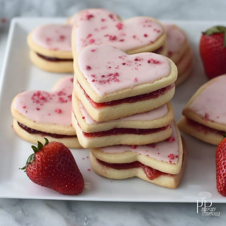 Heart-Shaped Strawberry Shortbread Cookies Recipe
