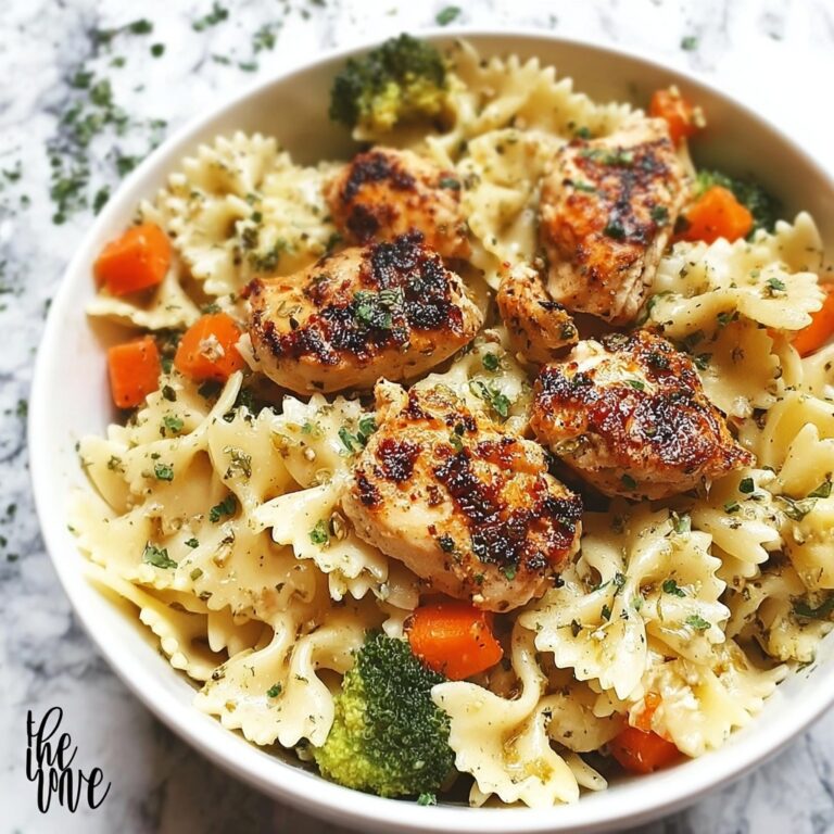 Creamy Cheddar & Havarti Chicken Bowtie Pasta with Roasted Veggies Recipe
