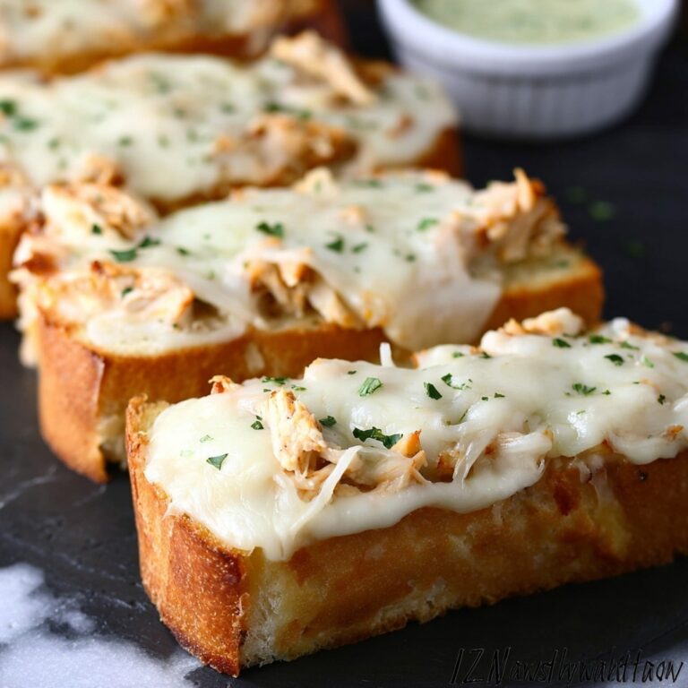 Creamy Chicken Alfredo Garlic Bread Recipe