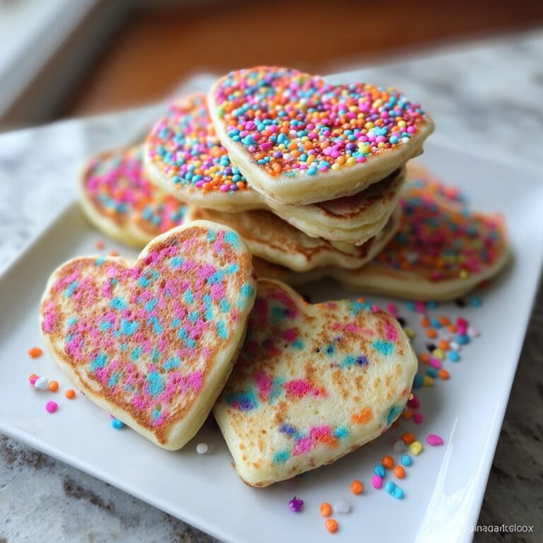 Rainbow Sprinkle Heart Pancakes Recipe