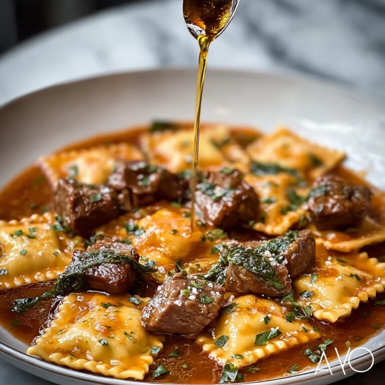 One-Skillet Garlic Butter Steak & Cheese Ravioli Recipe