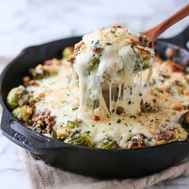 Cheesy Brussels Sprouts Casserole with Bacon Recipe