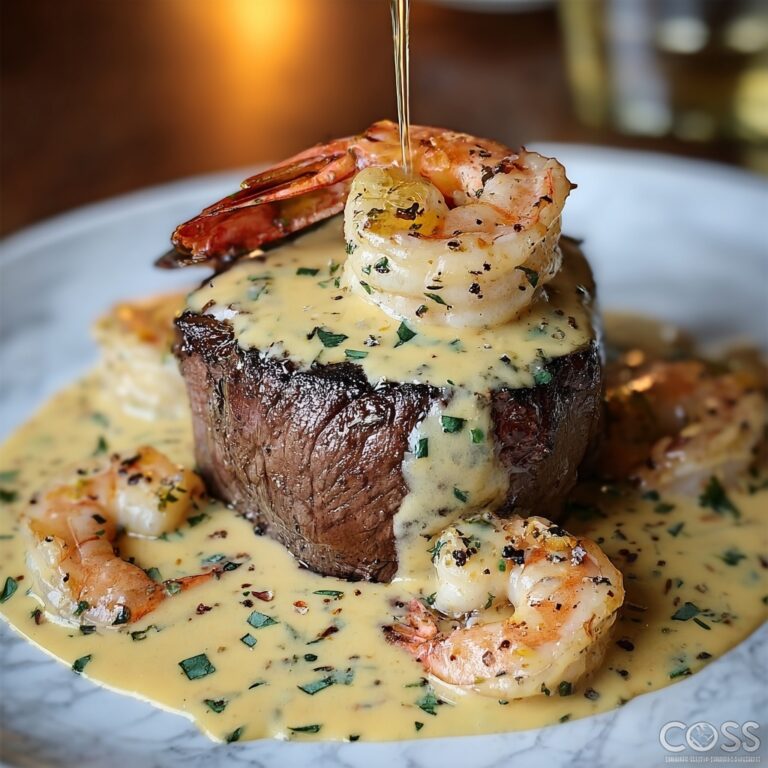 Filet Mignon with Shrimp and Lobster Cream Sauce Recipe