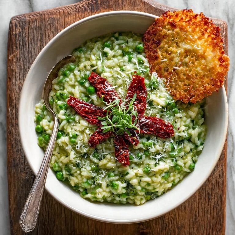 Spinach & Pea Risotto with Parmesan Crisps Recipe